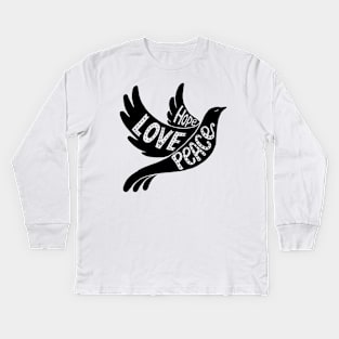 Hope Love Peace Kids Long Sleeve T-Shirt